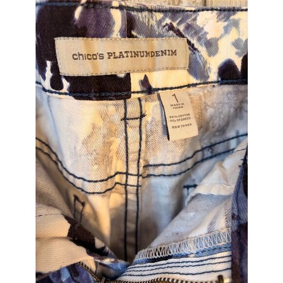 Chico's Platinum Denim Floral Print Ankle Jeans - Size 8 - Picture 3 of 7